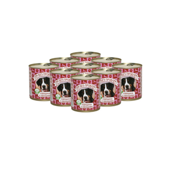 Ем без проблем влажный корм для собак с говядиной и овощами, в консервах - 750 г х 9 шт