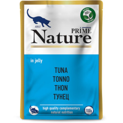 PRIME NATURE корм влажный для взрослых кошек с тунцом, в паучах, в желе - 100 г x 24 шт