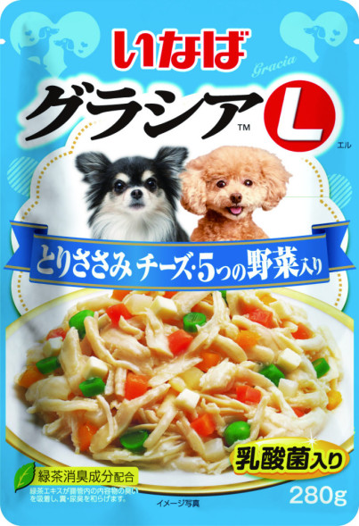 Inaba Gracia L влажный корм для взрослых собак с куриным филе, сыром и овощами в желе, в паучах - 280 г х 6 шт