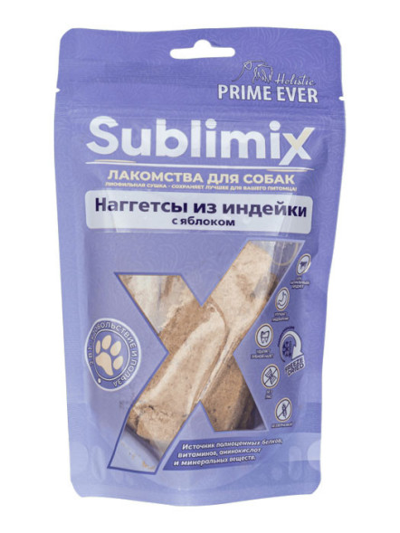 Prime Ever Sublimix Наггетсы из индейки с яблоком лакомство для собак 60 г