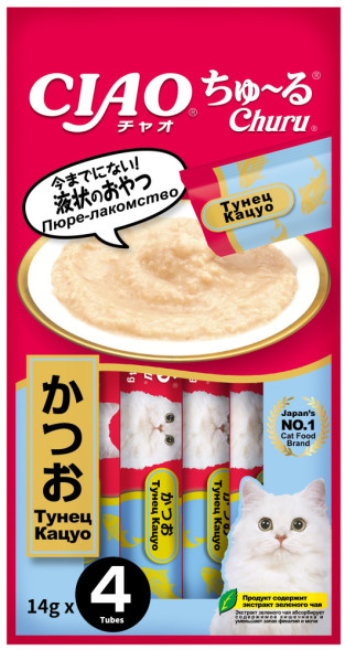 Inaba Ciao Churu лакомство-пюре для взрослых кошек с тунцом кацуо - 14 г х 4 шт