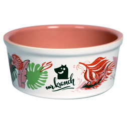 Mr.Kranch миска для собак и кошек из фарфора Тропики, 450 мл, розовая