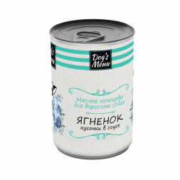 Dog`s Menu влажный корм для взрослых собак с ягненком кусочки в соусе в консервах - 340 г х 12 шт