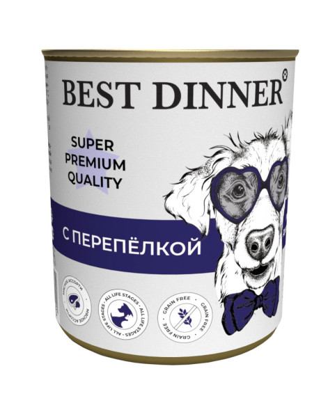 Best Dinner Super Premium консервы для собак с перепелкой - 340 г x 12 шт