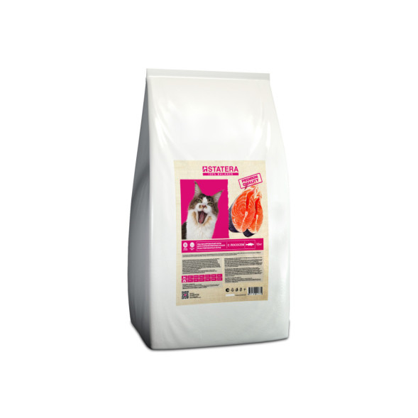 STATERA сухой корм для взрослых стерилизованных кошек и кастрированных котов, с лососем - 12 кг