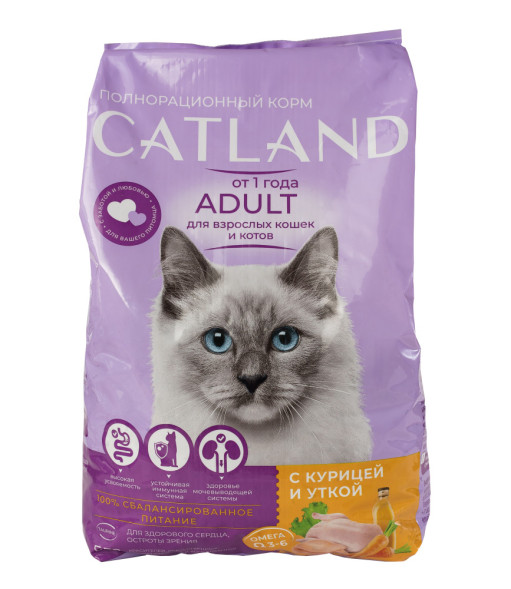 Catland сухой корм для взрослых кошек с курицей и уткой - 350 г