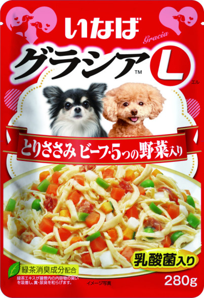 Inaba Gracia L влажный корм для взрослых собак с куриным филе, говядиной и овощами в желе, в паучах - 280 г х 6 шт