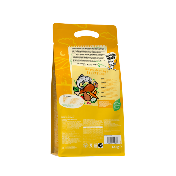 Сухой корм Meowing Heads Fat Cat Slim для кошек с избыточным весом с курицей и лососем - 1,5 кг