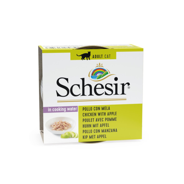 Schesir Cat Adult влажный корм для взрослых кошек с цыпленком и яблоком в консервах - 75 г х 14 шт