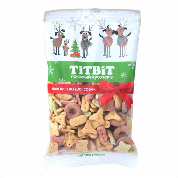 Titbit Новогодняя коллекция лакомство для собак печенье Вкусный праздник - 130 г