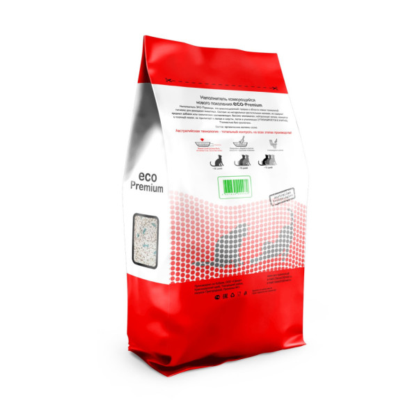 ECO-Premium Green комкующийся древесный наполнитель с гранулами зеленого цвета - 5 л