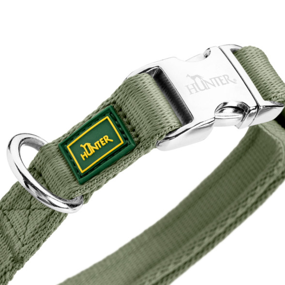 Hunter ALU-Strong Inari ошейник для собак, L (45-65 см), нейлон с металлической застежкой, оливковый