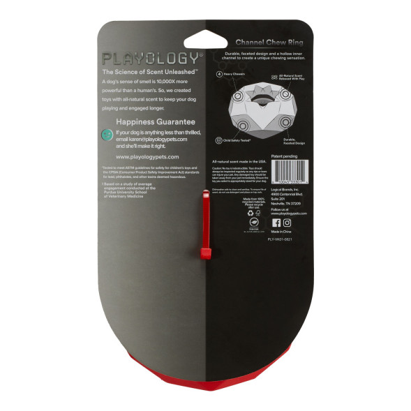 Playology CHANNEL CHEW RING хрустящее жевательное кольцо-многогранник для собак с ароматом говядины, красный