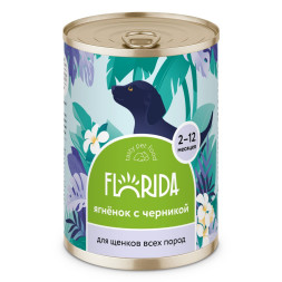 Florida консервы для щенков с ягненком и черникой - 400 г x 9 шт