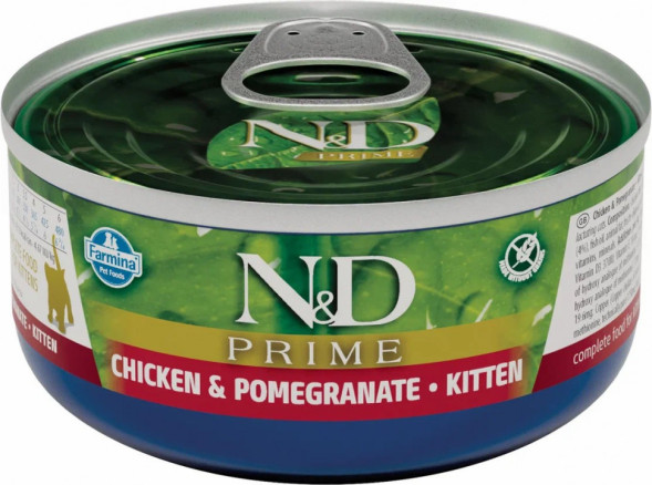 Farmina N&amp;amp;D Cat Prime Chicken &amp;amp; Pomegranate Kitten влажный беззерновой корм для котят с курицей и гранатом - 70 г х 30 шт