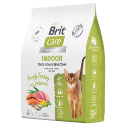 Brit Care Cat Indoor Stool Odour Reduction сухой корм для взрослых кошек домашнего содержания, с индейкой и лососем - 7 кг
