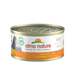 Almo Nature HFC Jelly Chicken консервированный корм для взрослых кошек с цельными кусочками цыпленка, в бульоне - 70 г х 24 шт