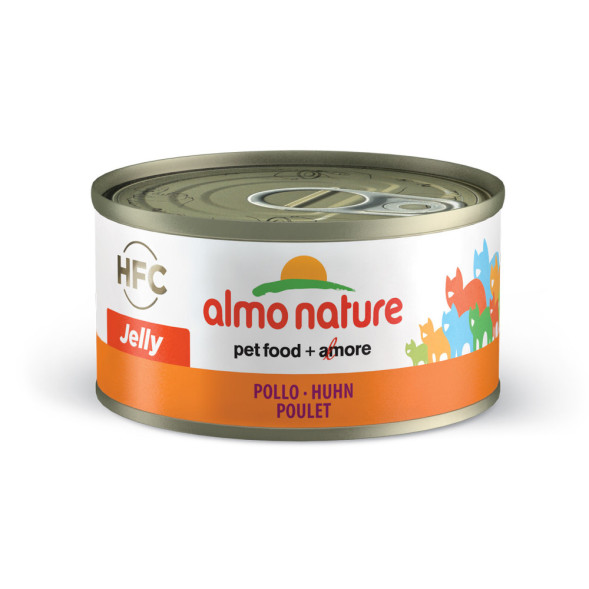 Almo Nature HFC Jelly Chicken консервированный корм для взрослых кошек с цельными кусочками цыпленка, в бульоне - 70 г х 24 шт