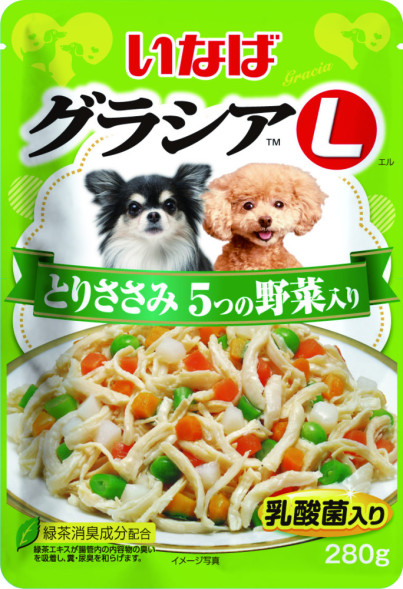 Inaba Gracia L влажный корм для взрослых собак с куриным филе и овощами в желе, в паучах - 280 г х 6 шт