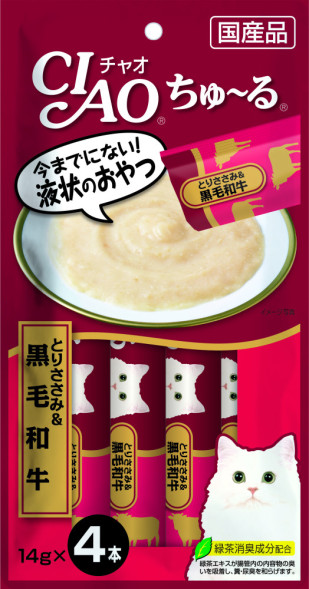 Inaba Ciao Churu лакомство-пюре для взрослых кошек с куриным филе и говядиной - 14 г х 4 шт