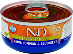 Farmina N&amp;amp;D Cat Lamb, Pumpkin &amp;amp; Blueberry влажный беззерновой корм для взрослых кошек с тыквой, ягненком и черникой - 70 г х 30 шт