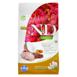 Farmina N&amp;amp;D Quinoa Dog Grain Free Skin &amp;amp; Coat Quail сухой беззерновой корм для взрослых собак для кожи и шерсти с перепелом и киноа - 800 г