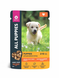 ALL PUPPIES влажный корм для щенков тефтельки с индейкой в соусе, в паучах - 85 г х 28 шт