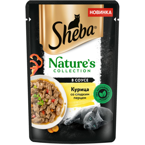 Sheba Natures Collection влажный корм для кошек с курицей и паприкой, в паучах - 75 г х 28 шт