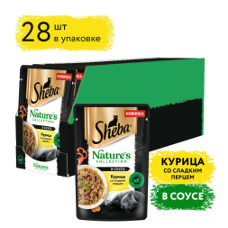 Sheba Natures Collection влажный корм для кошек с курицей и паприкой, в паучах - 75 г х 28 шт