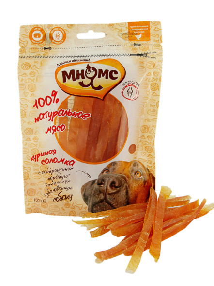 Мнямс лакомство Куриная соломка с хондроитином для собак - 100 г