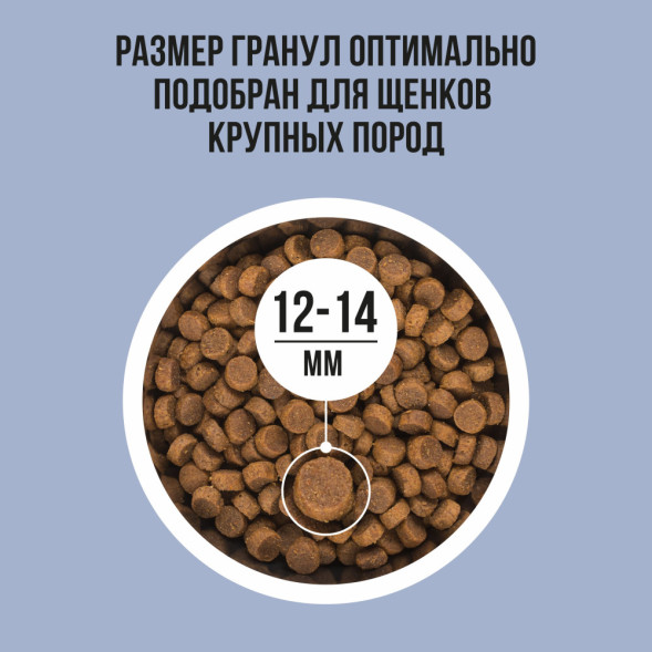 BOWL WOW сухой корм для щенков крупных пород с индейкой, ягненком, рисом и черникой - 2 кг