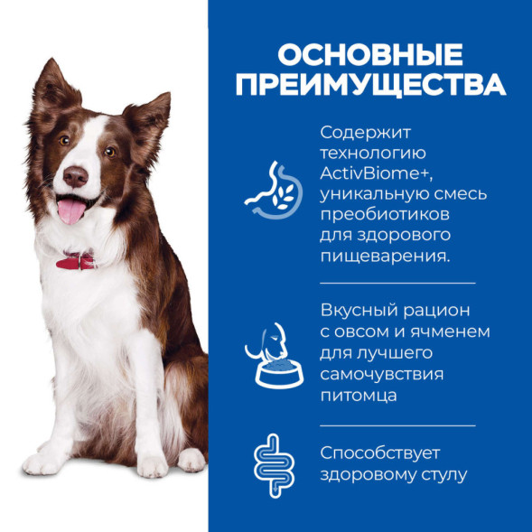 Hills Science Plan Perfect Digestion сухой корм для собак средних пород для поддержания здоровья пищеварения и питания микробиома, с курицей и коричневым рисом - 2,5 кг