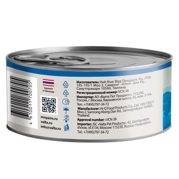 Мнямс влажный корм для взрослых кошек тунец в нежном желе в консервах - 70 г х 24 шт