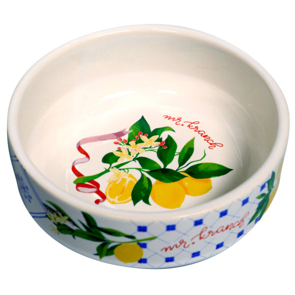 Mr.Kranch миска для собак и кошек из фарфора Лимоны, 450 мл, белая