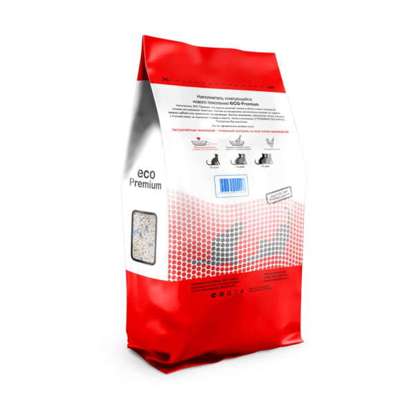 ECO-Premium Blue комкующийся древесный наполнитель с гранулами синего цвета - 5 л