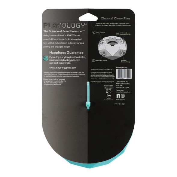 Playology CHANNEL CHEW RING хрустящее жевательное кольцо-многогранник для собак с ароматом арахиса, голубой