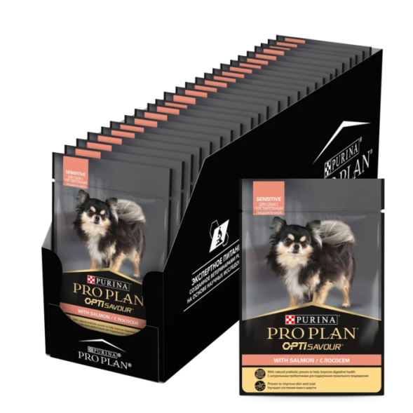 Влажный корм для собак Pro Plan для мелких пород при чувствительном пищеварении с лососем 85г х26 шт