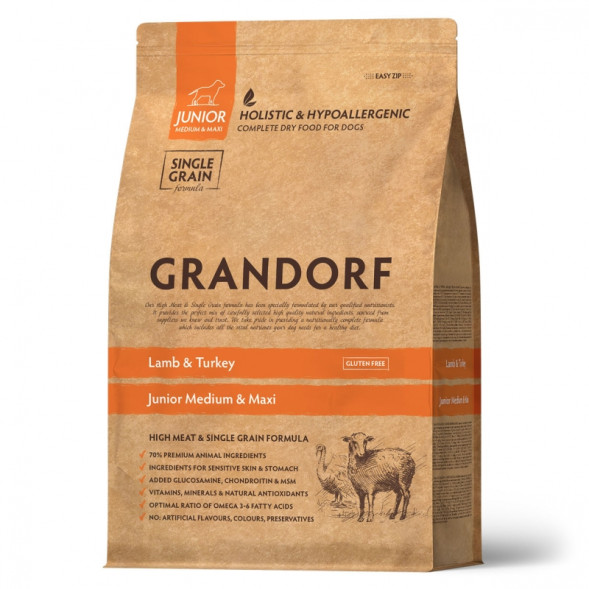 GRANDORF DOG Lamb&amp;amp;Turkey JUNIOR (ягнёнок с индейкой для юниоров)  1 кг.