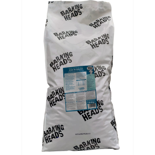 Barking Heads Рыбка - вкусняшка сухой беззерновой корм для взрослых собак с лососем, форелью и бататом - 18 кг