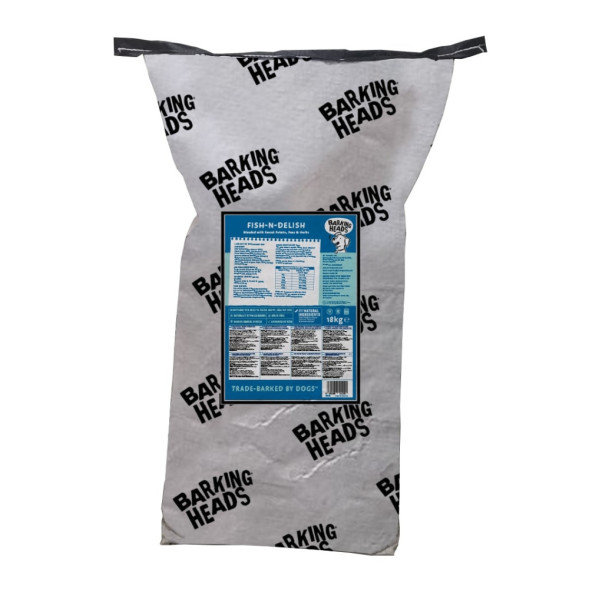 Barking Heads Рыбка - вкусняшка сухой беззерновой корм для взрослых собак с лососем, форелью и бататом - 18 кг