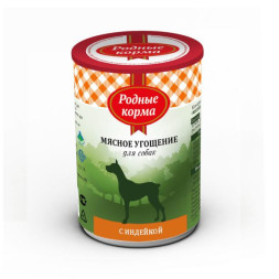 Родные корма Мясное угощение с Индейкой консервы для собак - 340 г х 12 шт