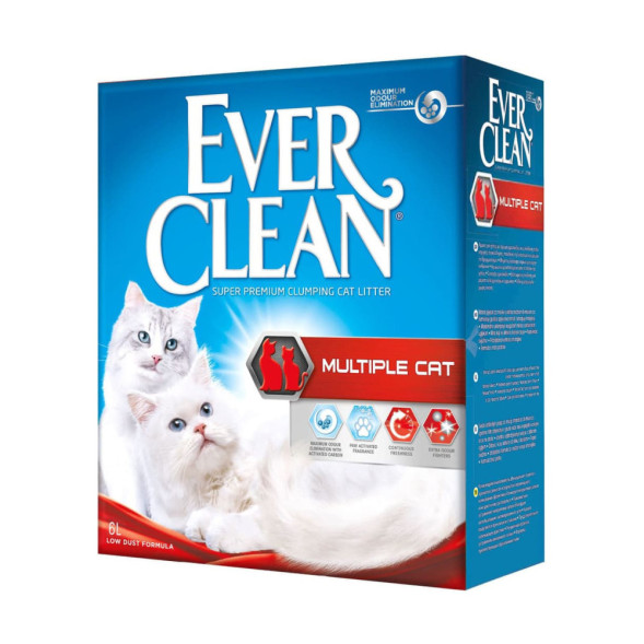Ever Clean Multiple Cat наполнитель комкующийся для нескольких кошек в доме - 6 л