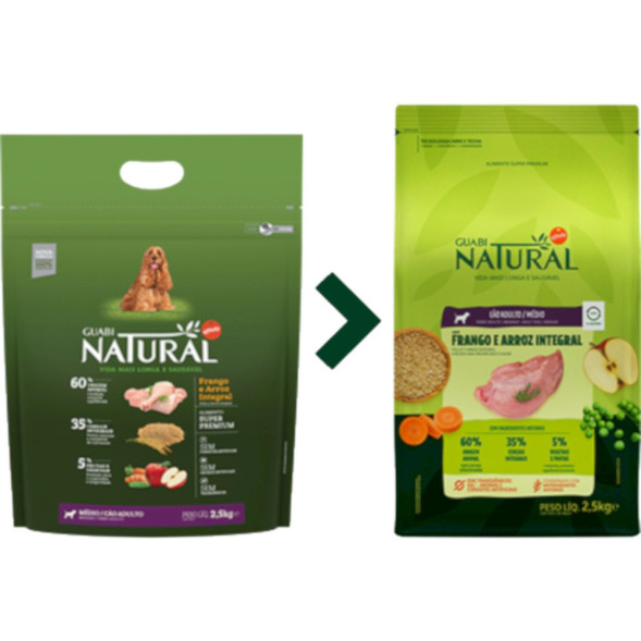 Guabi Natural Dog Adult сухой корм для взрослых собак средних пород, с цыпленком и коричневым рисом - 12 кг