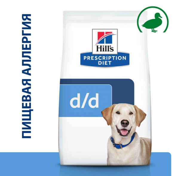 Hills Prescription Diet d/d Food Sensitivities сухой диетический корм для собак при аллергии, заболеваниях кожи и неблагоприятной реакции на пищу, с уткой и рисом - 1,5 кг
