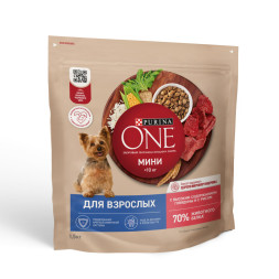 Purina ONE Мини сухой корм для собак мелких пород с говядиной и рисом - 1,5 кг