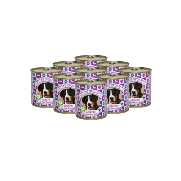 Ем без проблем влажный корм для собак с ассорти из потрошков, в консервах - 750 г х 9 шт