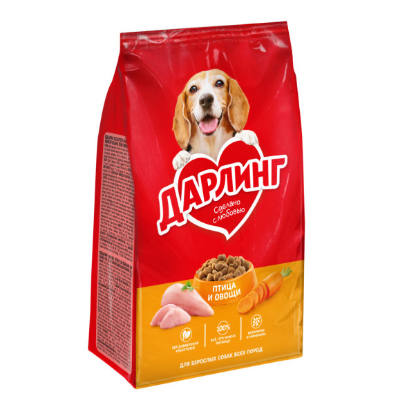 Дарлинг сухой корм для взрослых собак с птицей и овощами - 500 г