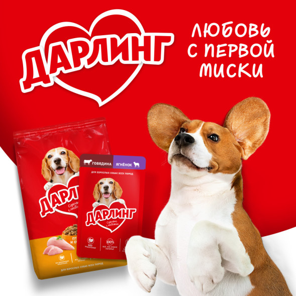 Дарлинг сухой корм для взрослых собак с птицей и овощами - 500 г