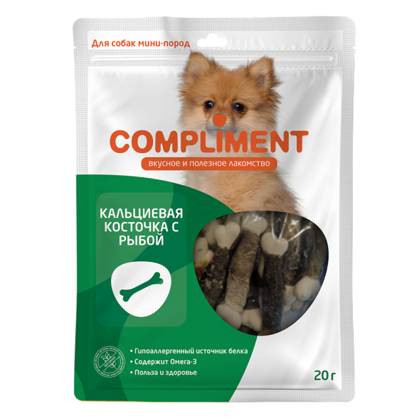 Compliment лакомство для собак мини-пород Кальцевые косточки с рыбой - 20 г