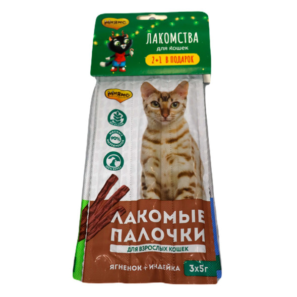 Мнямс набор лакомых палочек для кошек 2+1